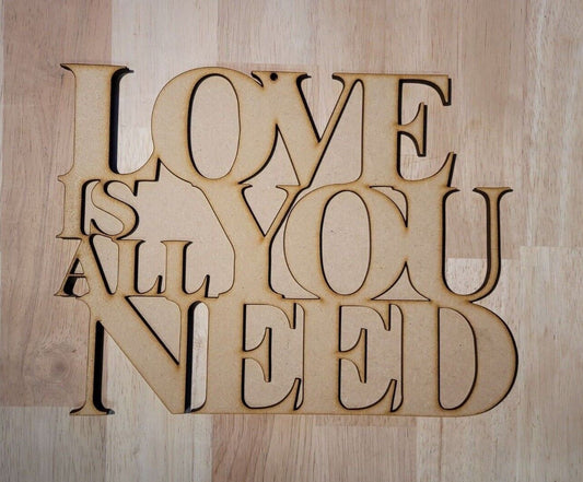Large Wooden 3D Love The Beatles Sign Wall Door Hanging Plaque Ready to Paint