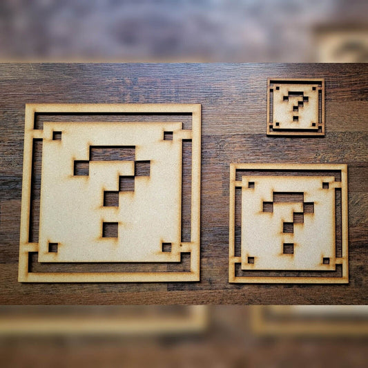 Large Mario Question Mark Box MDF Craft Shapes Wooden Decoration Embellishment