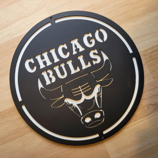 Large wooden Chicago Bulls Basketball 3D Sign Wall art Hanging Plaque Painted