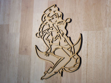 Large 3D Wooden Pin Up Girl Sailor Tattoo Sign Wall Art Hanging Plaque Unpainted