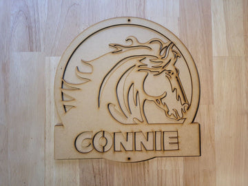 Large wooden 3D Any Name Horse Sign Kids Room Wall art Door Hanging unpainted