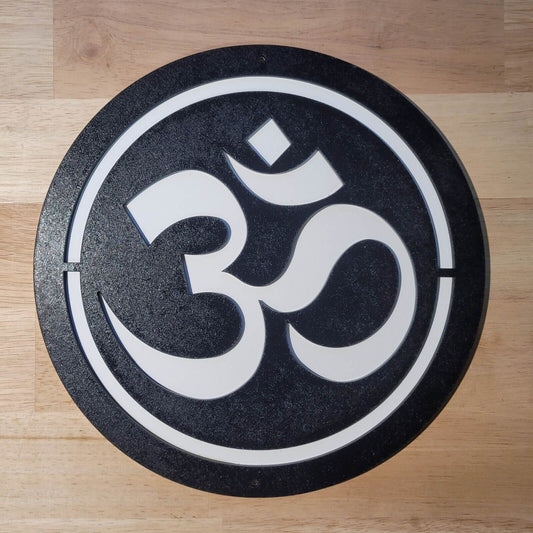 Large Wooden Ohm Aum Yoga 3D Spiritual Sign Wall art Hanging Plaque Painted