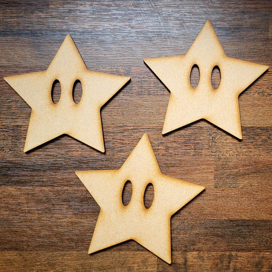 Large Mario Power Star MDF Craft Shapes Wooden Blank Decoration Embellishment