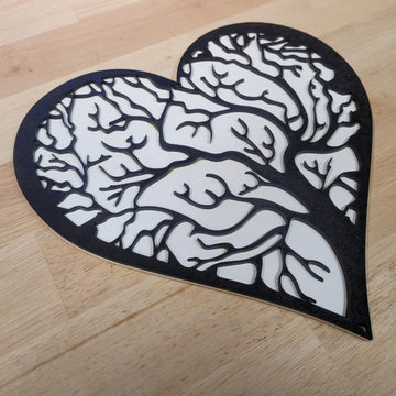 Large Gothic Heart Tree Sign 3D Wooden Wall art Door Hanging Plaque Painted