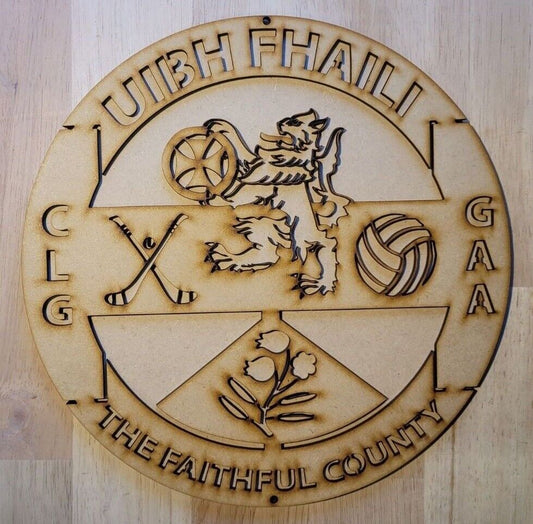 Large wooden Offaly GAA 3D Wall Art Sports Team Sign Wall Door Hanging Plaque