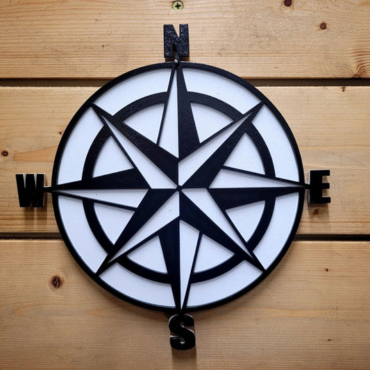 Wooden 3D Ships Compass Nautical Sea Sign Wall Door Hanging Plaque 6 mm Painted