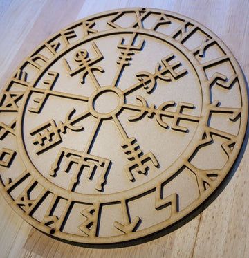 Large 3D Wooden Nordic viking Way finder Sign Wall Art Door Hanging Plaque 6 mm