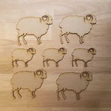 Large Wooden Farm Sheep Ram Shapes MDF 10-60cm 3mm Thick Sign Craft Laser Cut