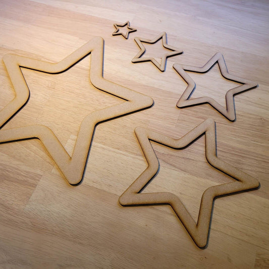 Wooden Large Stars Craft Shape 5- 60cm MDF Embellishment Cutout Decoration