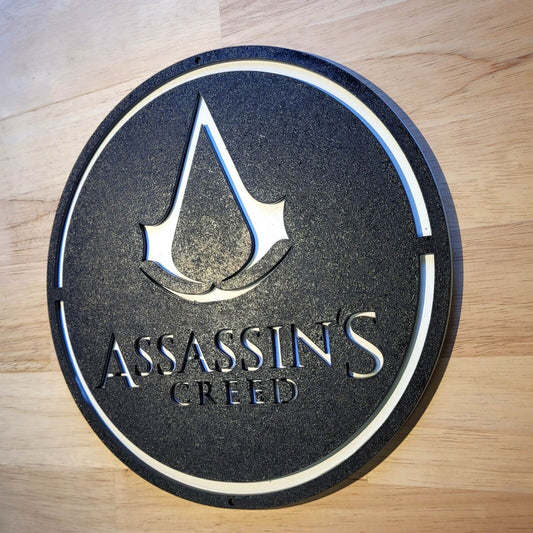 Large Assassins Creed 3D Game Logo Sign Wall art Hanging wooden Plaque Painted