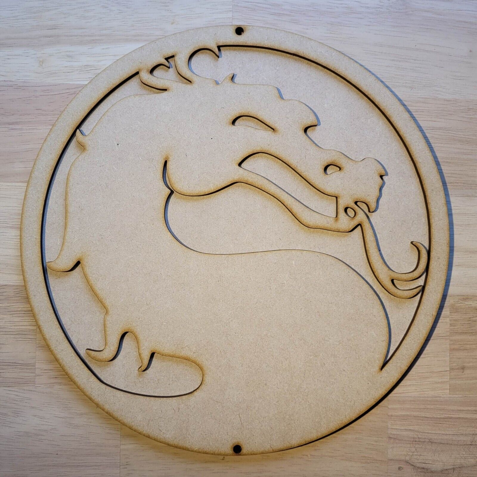 Wooden 3D Mortal Kombat 6mm Large Sign Unpainted Fighting Hanging Art Plaque