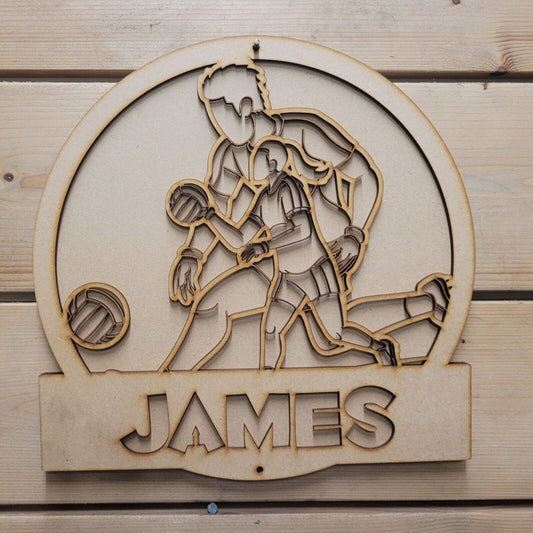 Large 3D Any Name Gaelic Football Sign Kids Wall art Door Hanging Ready to Paint