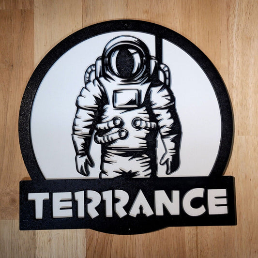 Large Personalised Kids Space Astronaut 3D Sign Wall art Hanging Plaque Painted