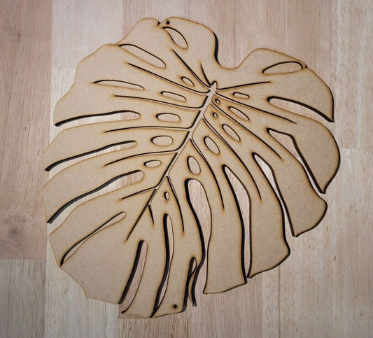 Large Wooden 3D Monstera Jungle leaf Sign Wall Art Door Hanging Plaque unpainted