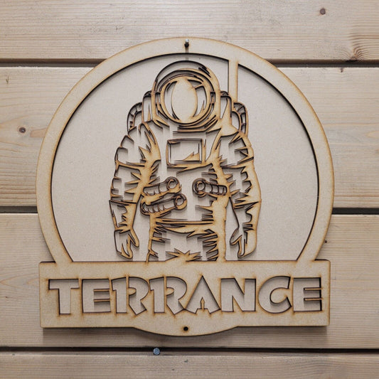 Large 3D Any Name Astronaut Space Sign Wall art Door Hanging Ready to Paint Sign