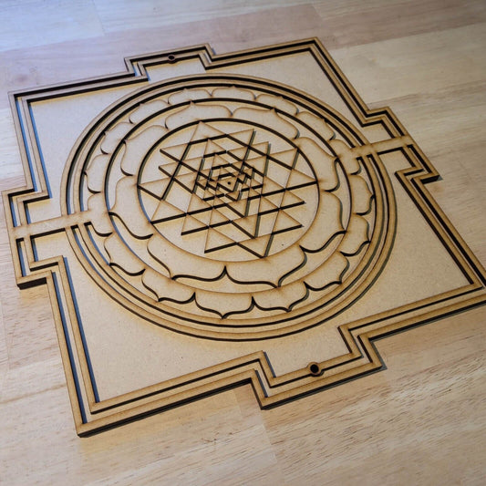 Large Wooden 3D Sri Yantra Symbol Wall Art Door Hanging Plaque Ready to Paint