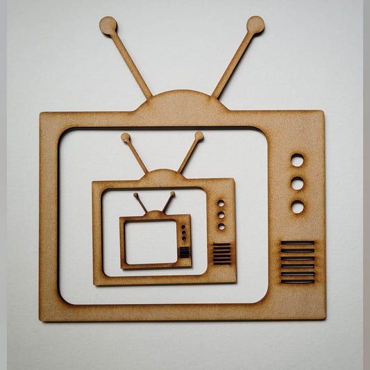 Large Retro TV MDF Craft Shapes 5-60cm Wooden Blank Decoration Embellishment