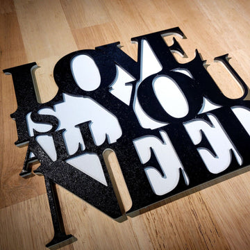 Large Love is all you need 3D Sign Beatles Love Quote Wall art Hanging Plaque