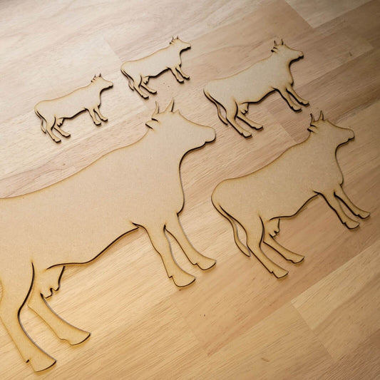 Large Wooden Farm Animal Cow Shapes MDF 10-60cm 3mm Thick Sign Craft Laser Cut