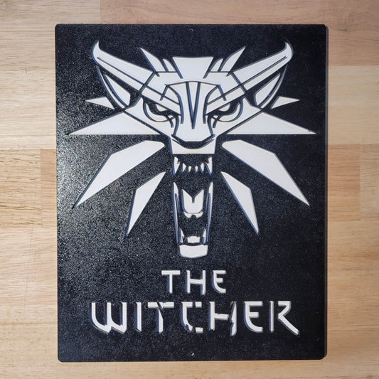 Large Wooden The Witcher 3D White Wolf Sign Wall art Door Hanging Plaque Painted