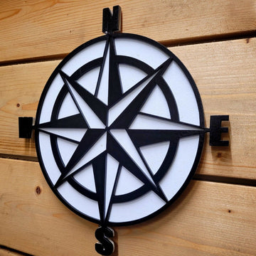 Wooden 3D Ships Compass Nautical Sea Sign Wall Door Hanging Plaque 6 mm Painted