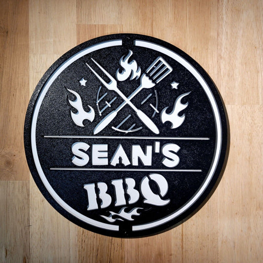 Large Personalised BBQ 3D Sign Wall art Hanging Custom Grill wood Plaque Painted