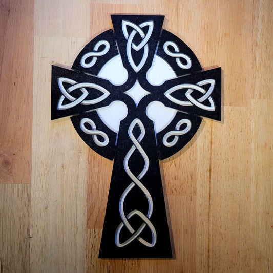 Large 3D Celtic Cross Crucifix Wall Art - Hand-Painted Hanging Plaque Irish