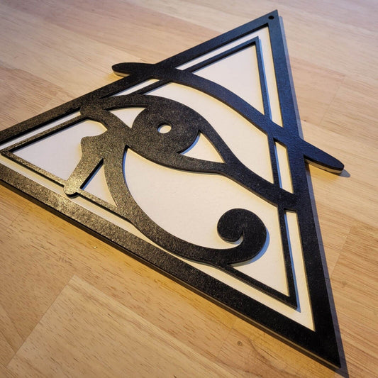 Large Wooden 3D Egyptian Eye of Horus Wall Art Door Hanging Plaque Painted Sign