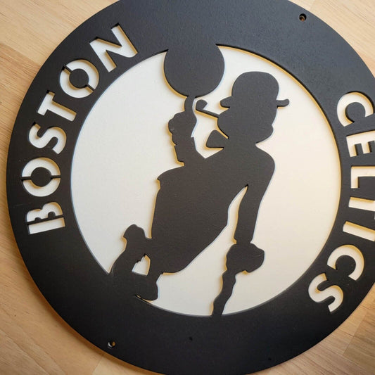 Large wooden Boston Celtics Basketball 3D Sign Wall art Hanging Plaque Painted