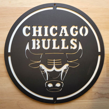 Large wooden Chicago Bulls Basketball 3D Sign Wall art Hanging Plaque Painted