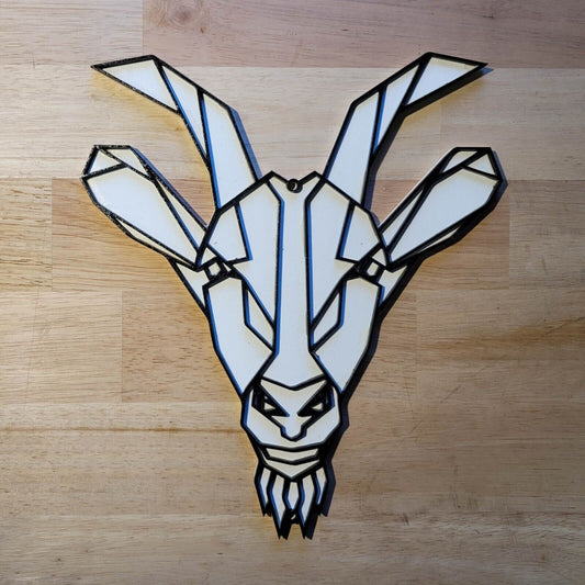 Wooden 3D Geometric Goat Sign Wall Art Door Hanging Animal Plaque 6mm Painted