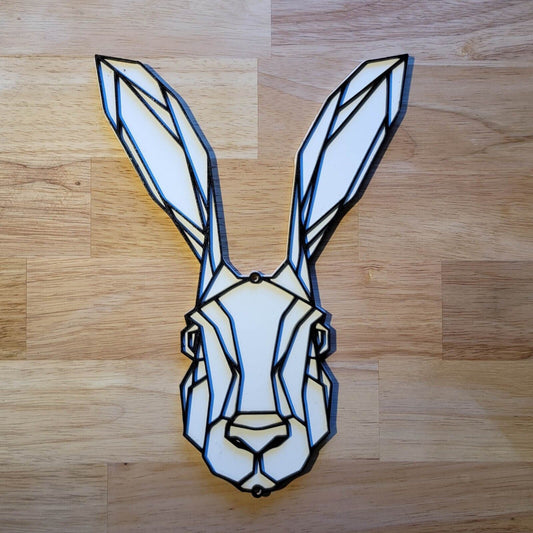 Wooden 3D Geometric Hare Sign Irish Wall Art Door Hanging Plaque 6mm Painted