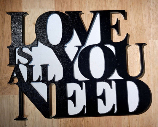 Large Love is all you need 3D Sign Beatles Love Quote Wall art Hanging Plaque