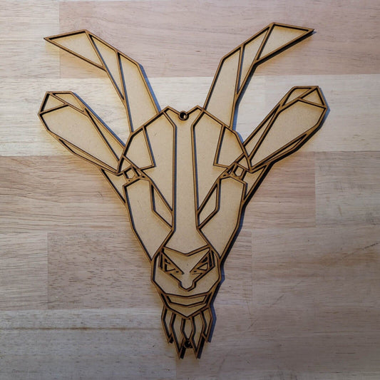 Large 3D Wooden Geometric Goat Ram Sign Wall Art Door Hanging Animal Plaque 6mm