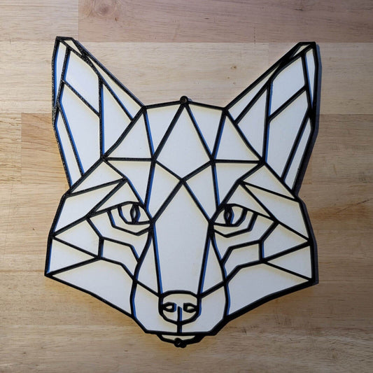 Wooden 3D Geometric Fox Sign Wall Art Door Hanging Animal Plaque 6mm Painted