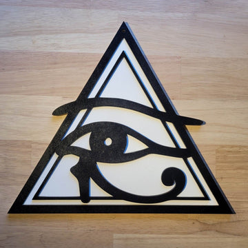 Large Wooden 3D Egyptian Eye of Horus Wall Art Door Hanging Plaque Painted Sign