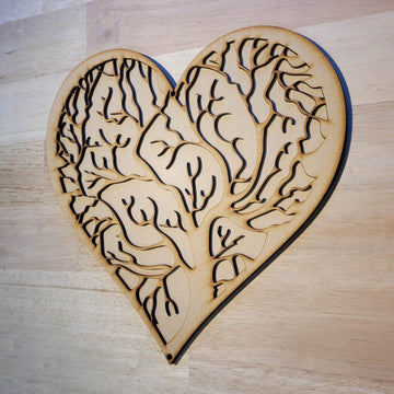 Large Wooden 3D Heart Tree Sign Wall Door Hanging Gothic Plaque - Ready to Paint