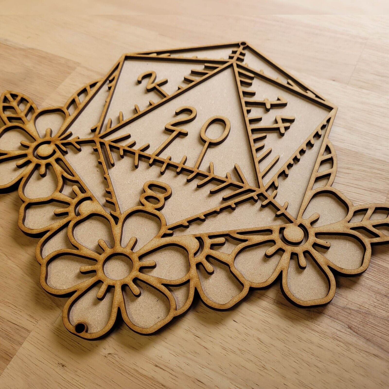 Large Wooden 3D D20 Game Die Wall Art Door Hanging Gamer Plaque Ready to Paint