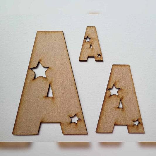 Large wooden Letters MDF Star Bold Space Font 10-60cm 6mm Thick Sign Fun Craft