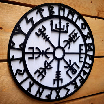 Large Wooden 3D Nordic Viking Compass Sign Art Door Hanging Plaque 6mm Painted