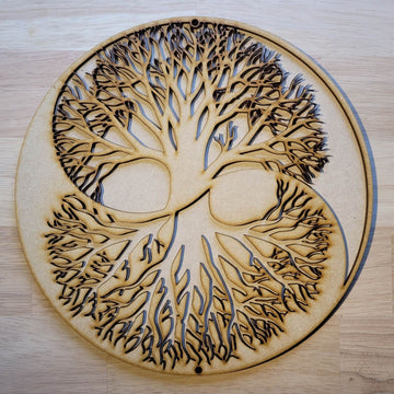 Large Wooden 3D Yin and Yang Tree of life Sign  Door Hanging Plaque Chaos Order