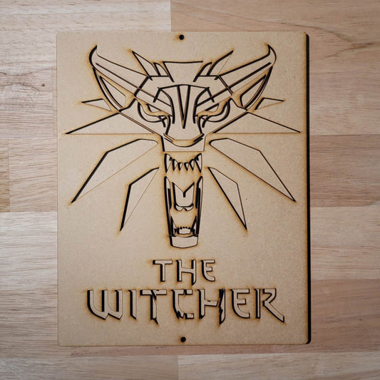 Large Wooden 3D The Witcher 6mm Sign Wall Door Hanging Plaque Ready to Paint