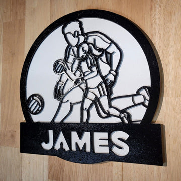 Large Personalised GAA Football Kids 3D Sign Wall art Hanging Plaque Painted