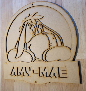 Large 3D Any Name Eeyore Sign Kids Winnie Wall art Door Hanging Ready to Paint