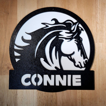 Large Personalised Kids Any Name Horse 3D Sign Wall art Hanging Plaque Painted