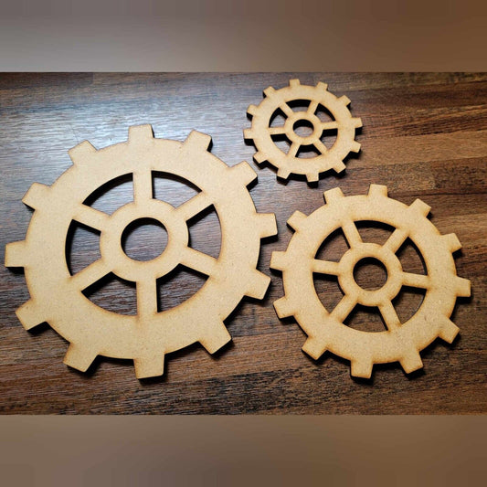 Large Wooden Steampunk Cogs Shapes MDF 5-60cm 6mm Thick Sign Craft Laser Cut