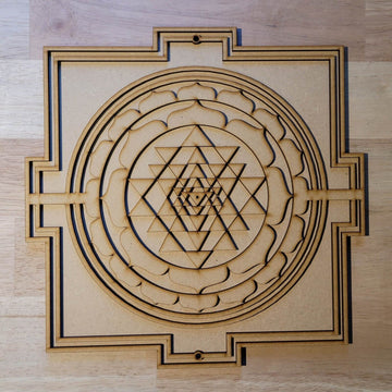 Large Wooden 3D Sri Yantra Symbol Wall Art Door Hanging Plaque Ready to Paint