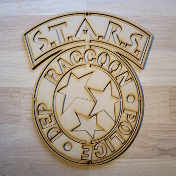 Wooden 3D Resident Evil Raccoon Police STARS 6mm Sign Wall Art Hanging Plaque