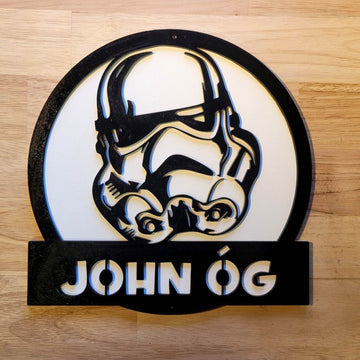 Large Personalised Storm Trooper 3D ANY NAME Sign Wall art Hanging Door Painted