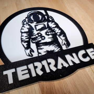 Large Personalised Kids Space Astronaut 3D Sign Wall art Hanging Plaque Painted